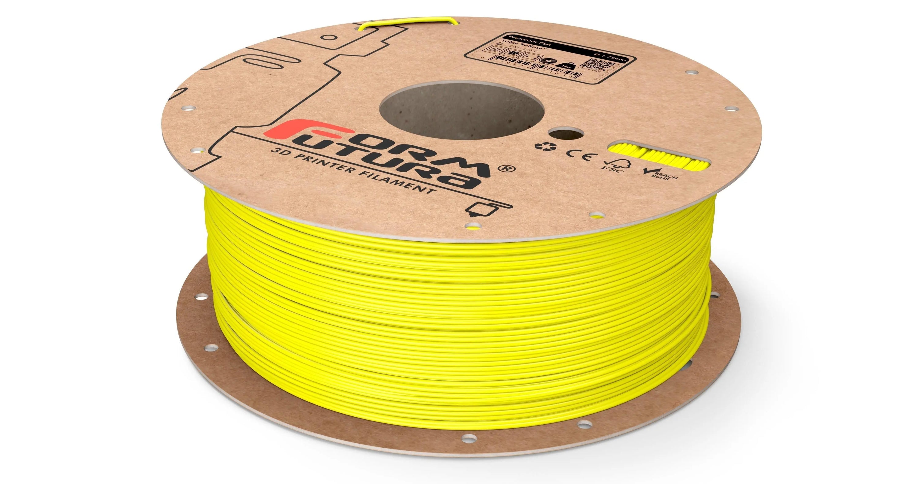 FormFutura Premium PLA filament spools in various colors, showcasing its high quality and eco-friendly properties.