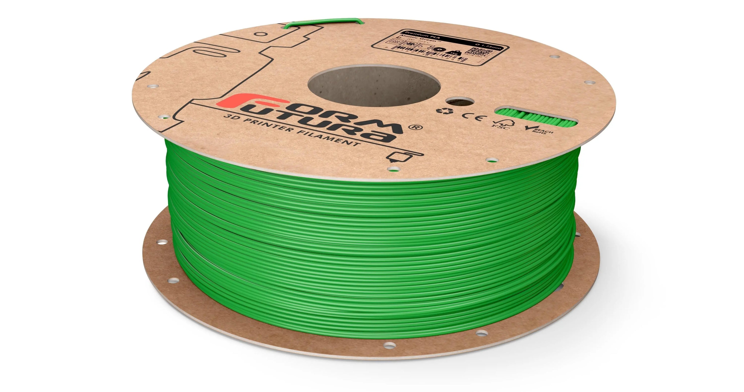 FormFutura Premium PLA filament spools in various colors, showcasing its high quality and eco-friendly properties.
