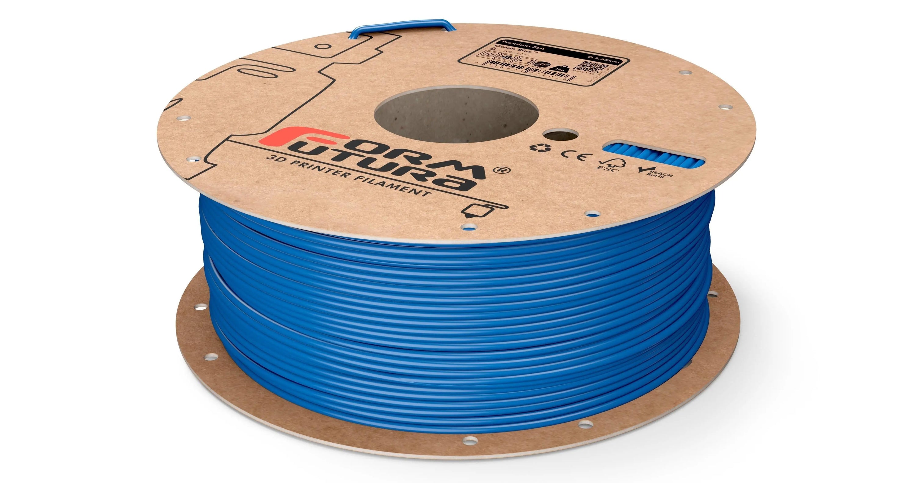 FormFutura Premium PLA filament spools in various colors, showcasing its high quality and eco-friendly properties.