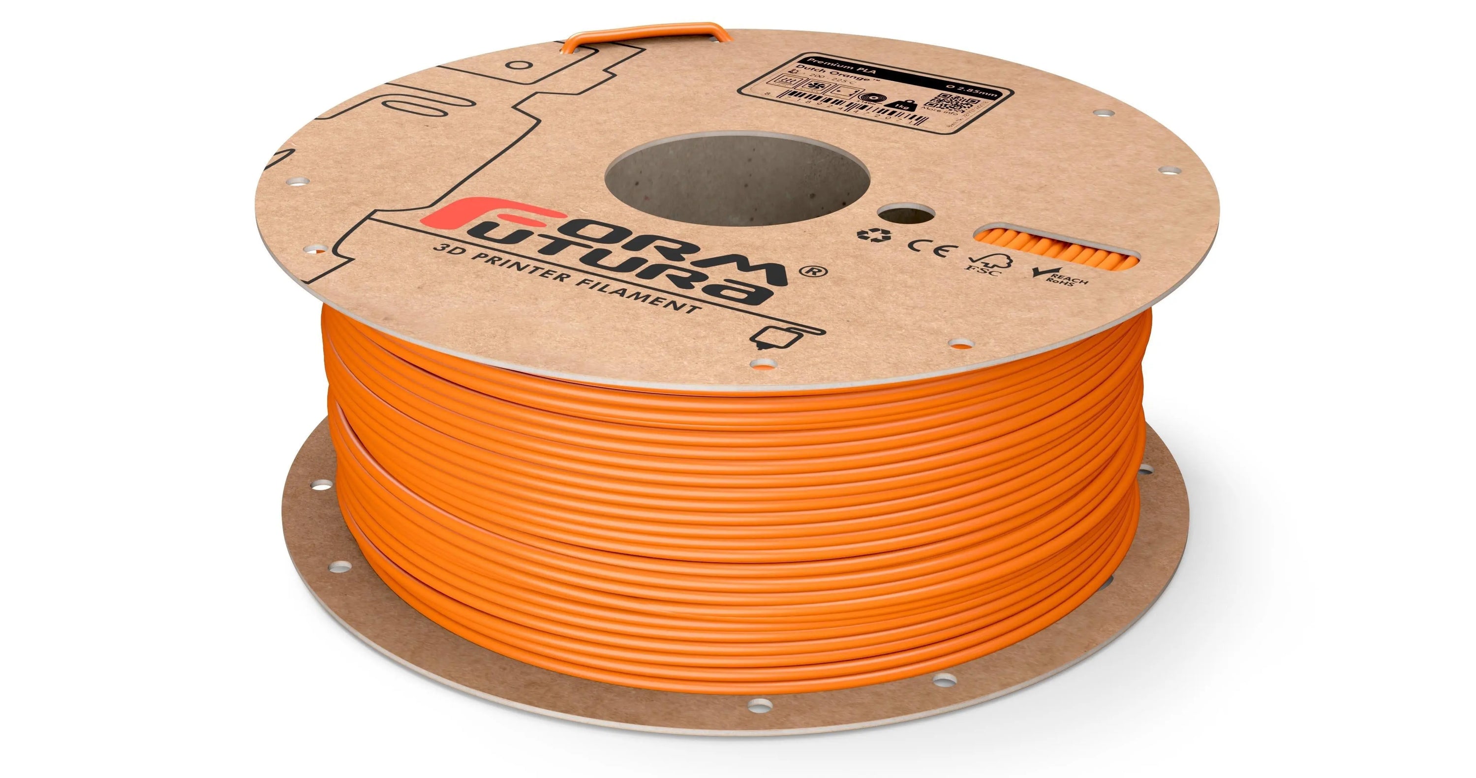 FormFutura Premium PLA filament spools in various colors, showcasing its high quality and eco-friendly properties.