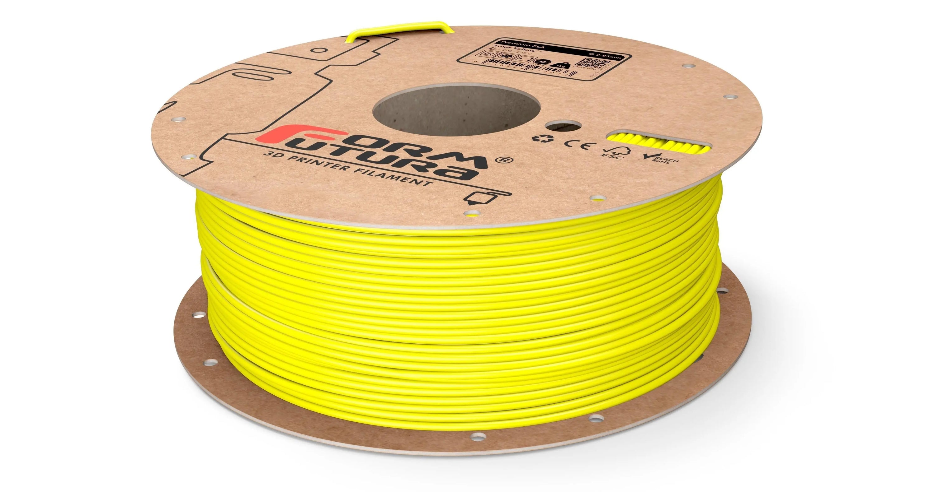 FormFutura Premium PLA filament spools in various colors, showcasing its high quality and eco-friendly properties.