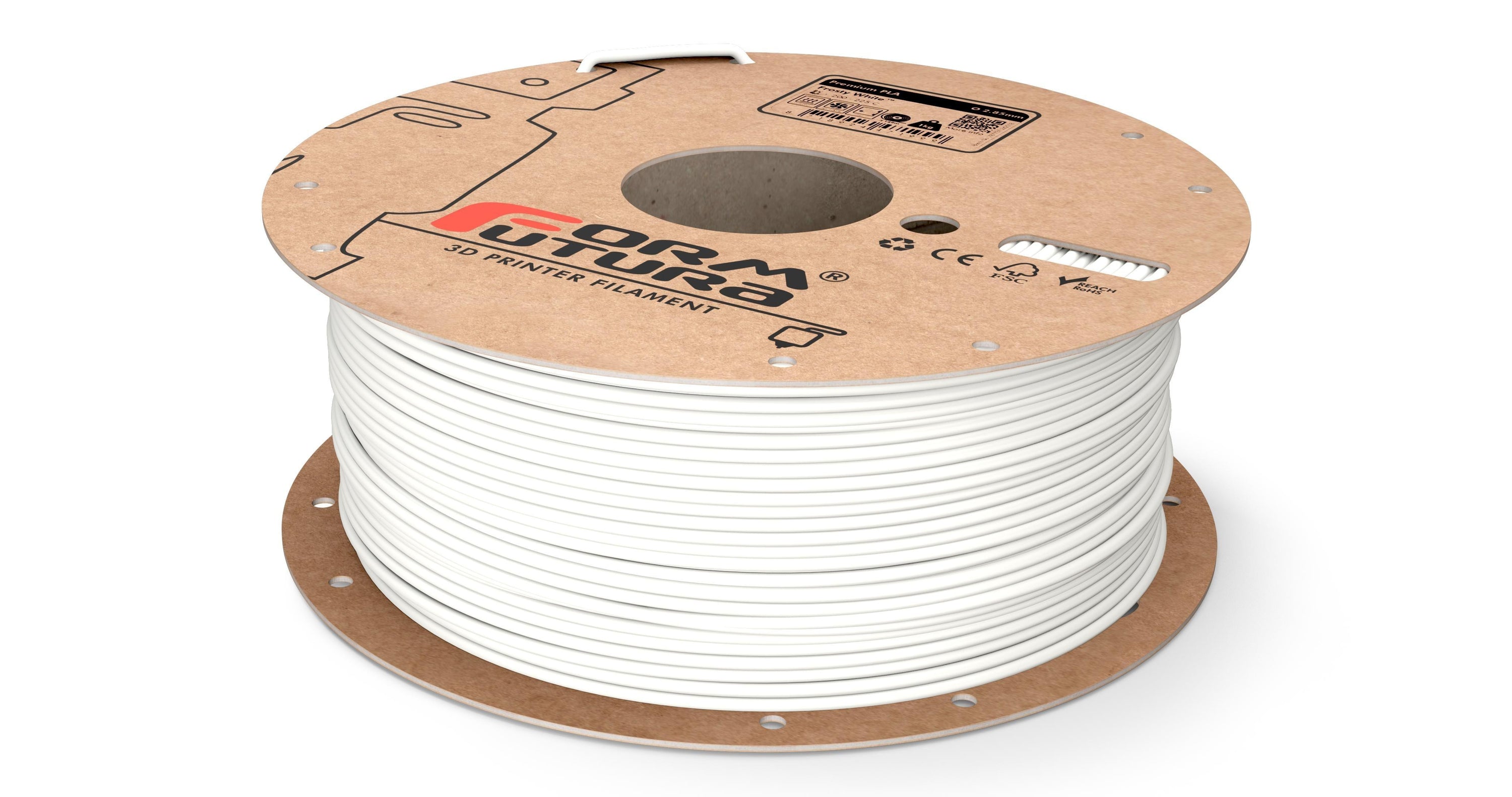 FormFutura Premium PLA filament spools in various colors, showcasing its high quality and eco-friendly properties.