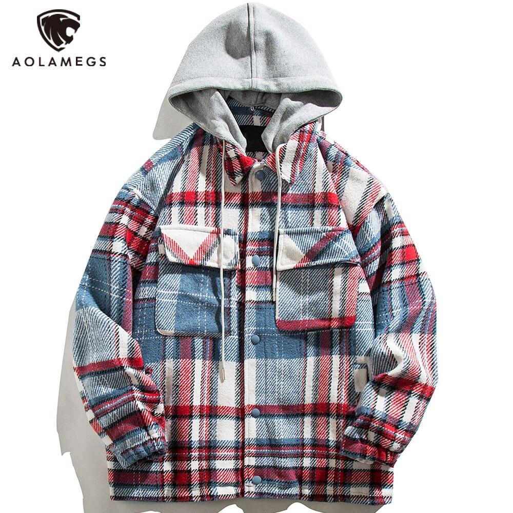 Couple wearing a plaid print pocket hooded jacket, showcasing a stylish and casual autumn look.