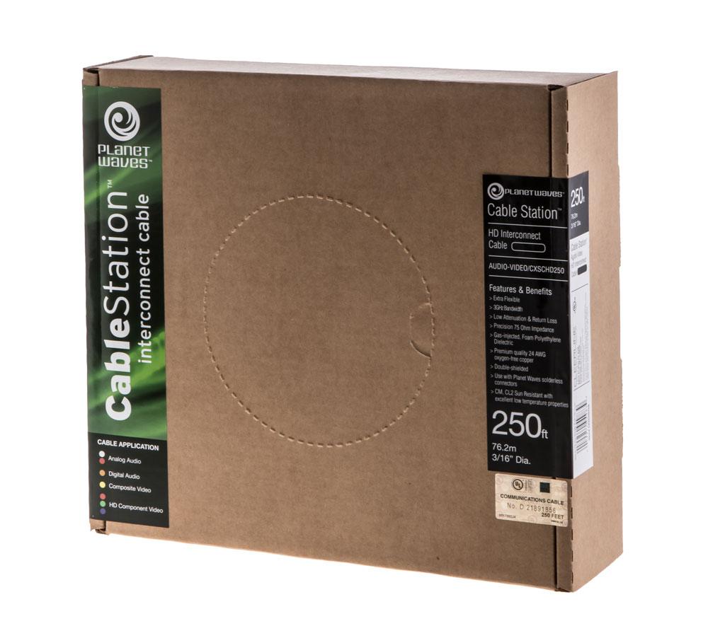 Planet Waves Single Conductor HD Coax Finishing Wire, 76.2m (250ft) with a soft TPE jacket, ideal for various A/V applications.