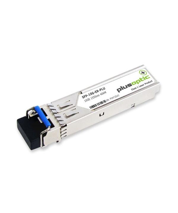 PlusOptic Fibre Optic Transceiver, 10G, SFP+, 40km with LC Connector for SMF fibre, designed for high-speed data transmission.