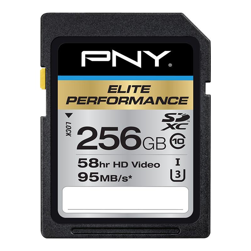 PNY SD Elite-X 256GB memory card with high-speed performance and durable design.
