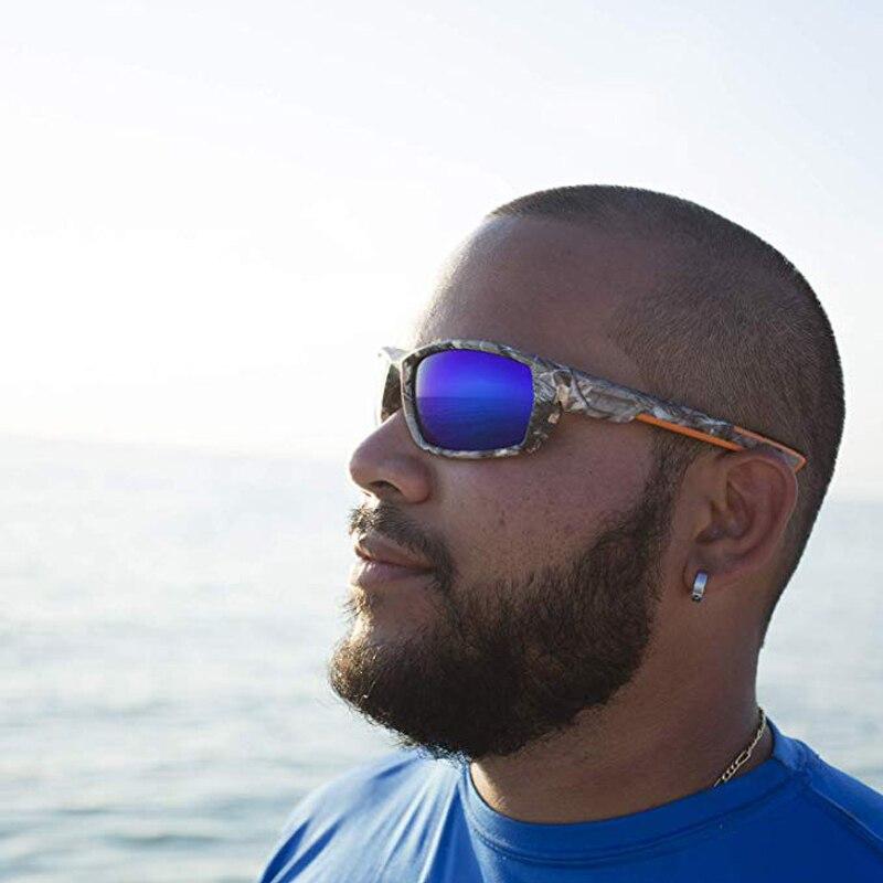 A pair of stylish polarized sunglasses with a multi-colored frame, designed for cycling and outdoor activities, featuring UV400 protection.