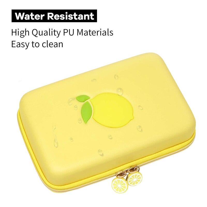 Portable case bag for Nintendo Switch featuring a lemon design, made from durable EVA hard cover shell with a soft velvet interior.