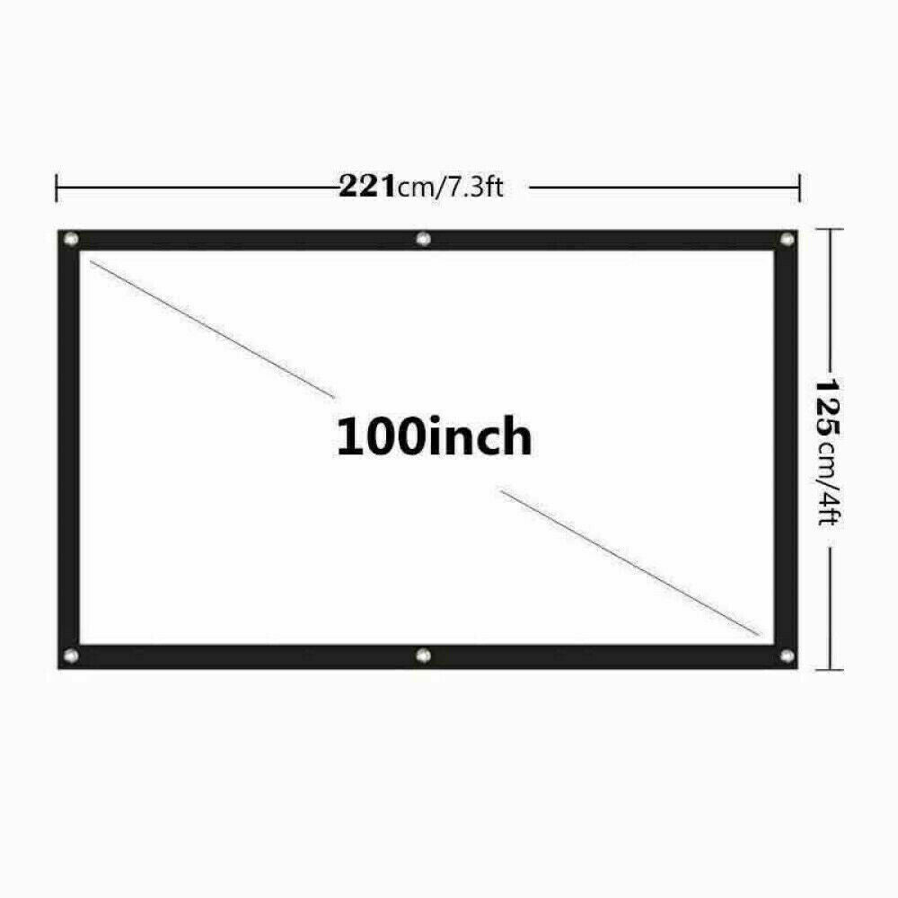 Portable Foldable Projector Screen set up outdoors, showcasing a large 16:9 HD display for home cinema use.