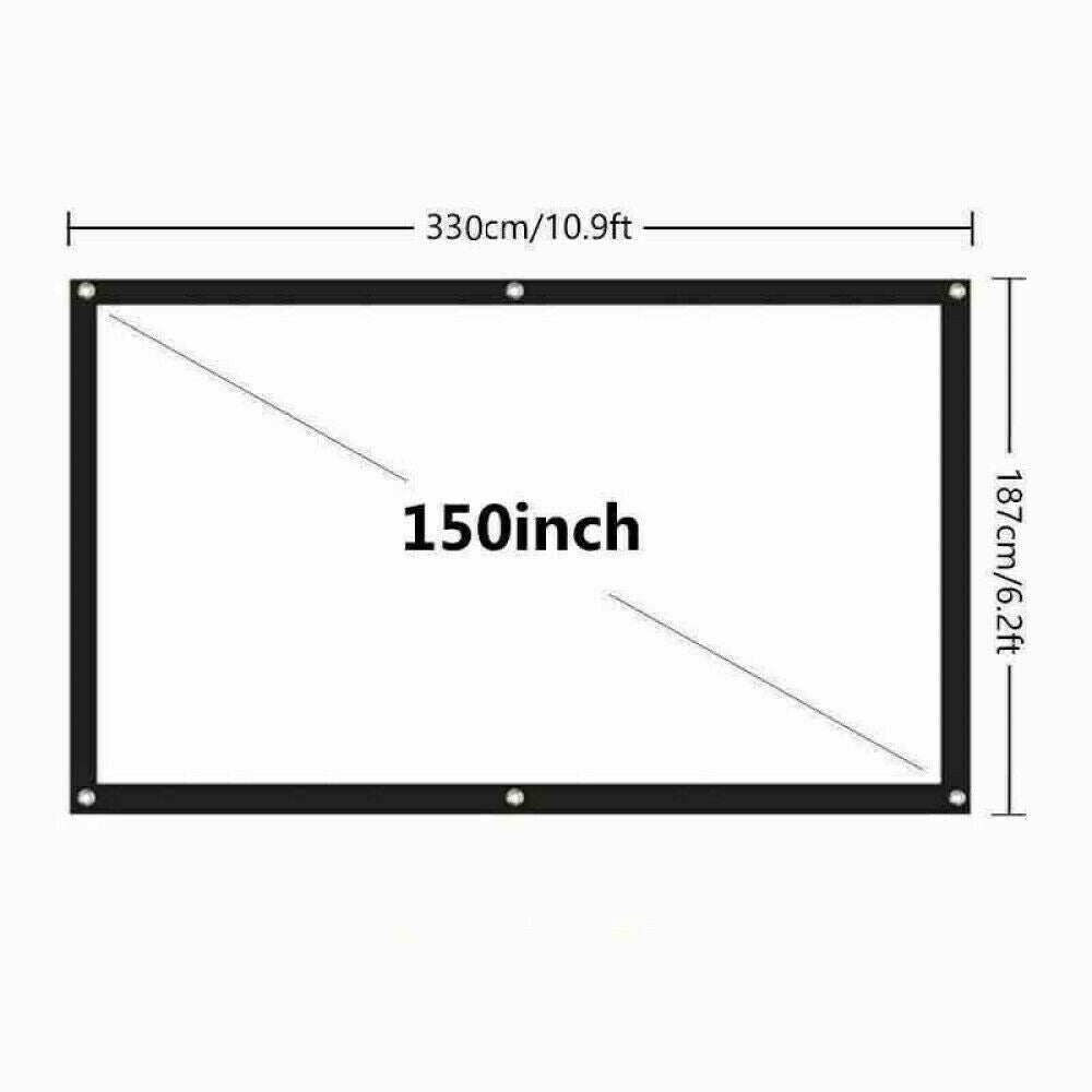 Portable Foldable Projector Screen set up outdoors, showcasing a large 16:9 HD display for home cinema use.