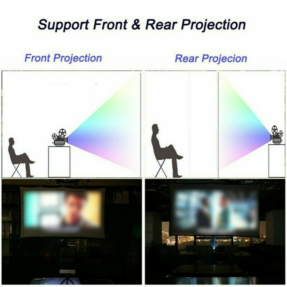 Portable Foldable Projector Screen set up outdoors, showcasing a large 16:9 HD display for home cinema use.