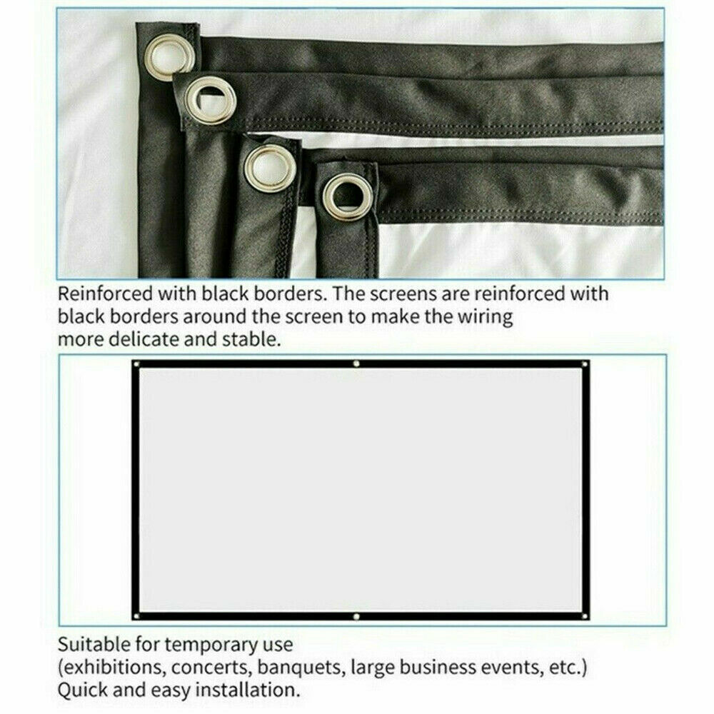 Portable Foldable Projector Screen set up outdoors, showcasing a large 16:9 HD display for home cinema use.