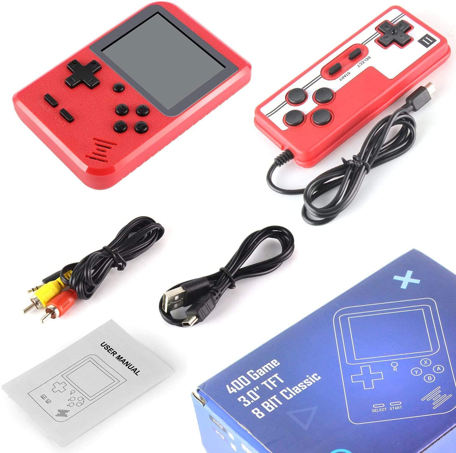 Portable Game Pad featuring 400 classic games, lightweight design, and additional player controller.