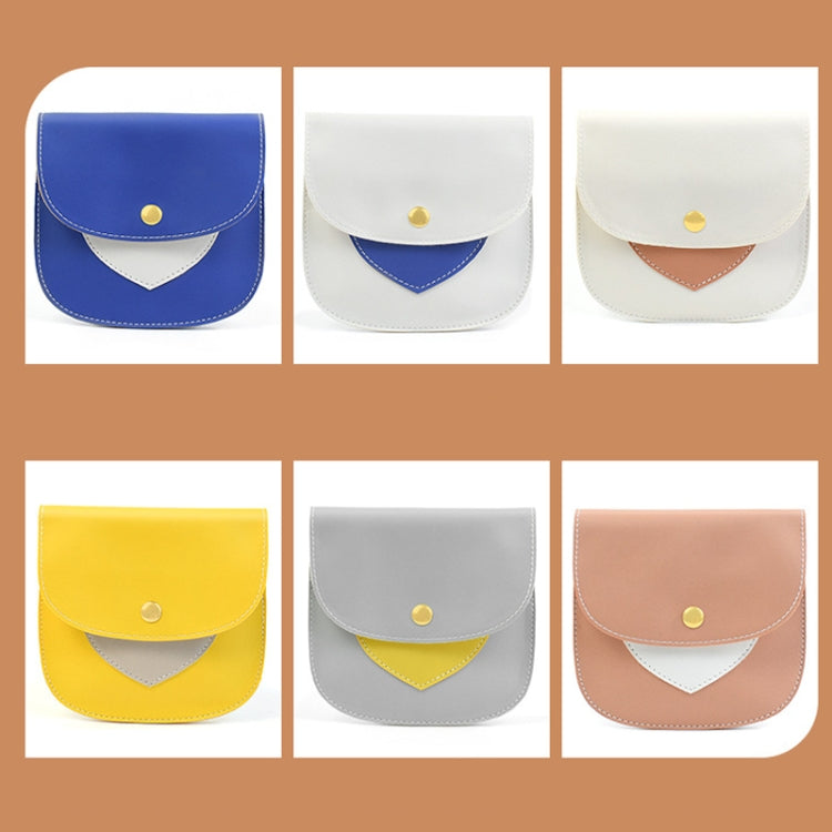 Portable Large Capacity PU Sanitary Napkin Pad Storage Bag in skin and white color, showcasing its sleek design and practical features.