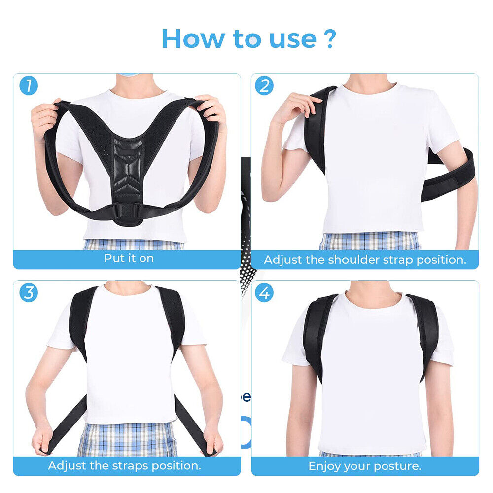 Posture Corrector Adjustable Back Brace Shoulder Support Clavicle Belt displayed on a neutral background, showcasing its adjustable straps and breathable material.