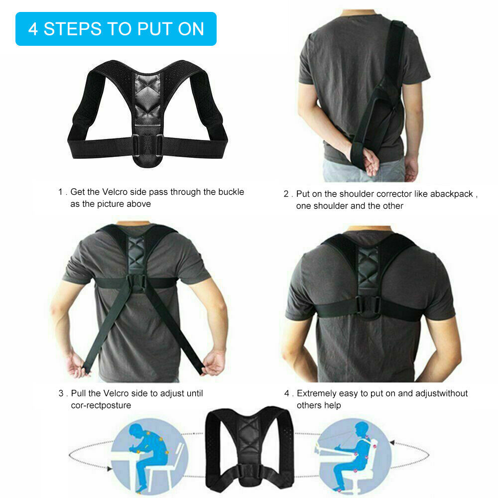 Posture Corrector Adjustable Back Brace Shoulder Support Clavicle Belt displayed on a neutral background, showcasing its adjustable straps and breathable material.