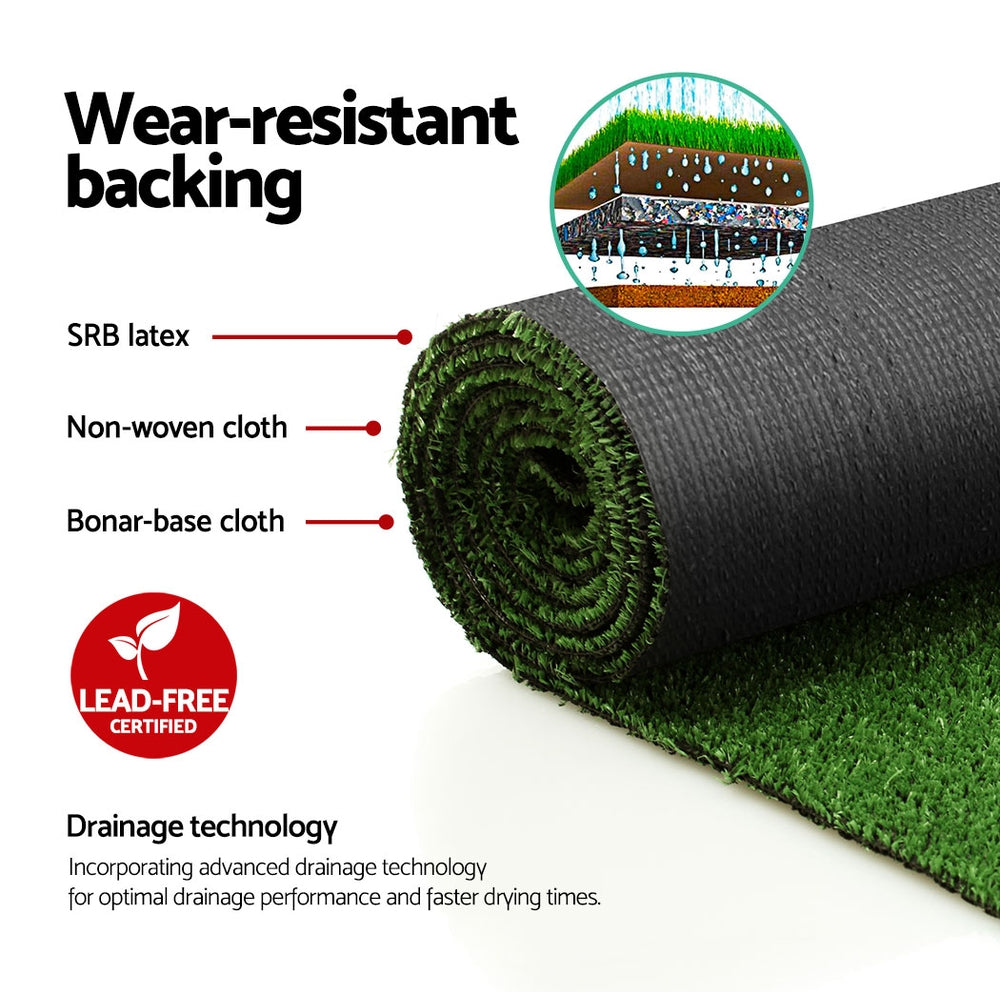 Primeturf 1x20m Artificial Grass roll showcasing realistic green hues and dense texture, ideal for outdoor landscaping.