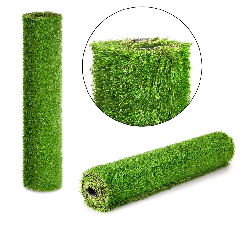 Primeturf Synthetic Artificial Grass roll showcasing realistic green hues and dense texture, ideal for outdoor spaces.