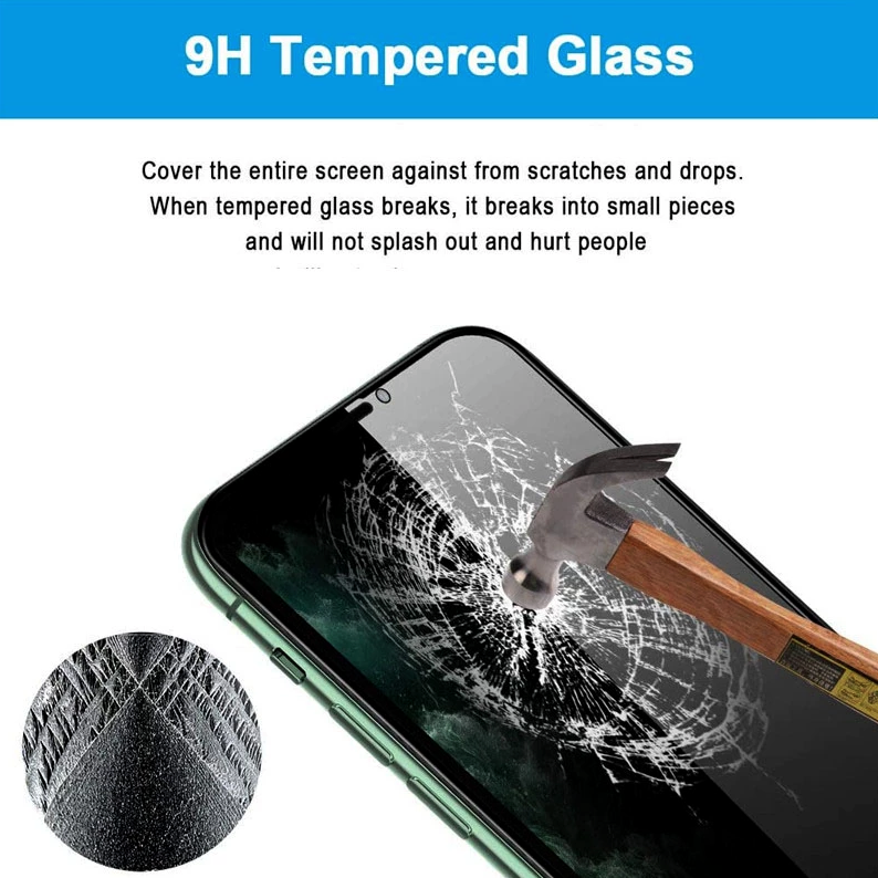 Privacy Screen Protector Tempered Glass for iPhone models 11 to 15, showcasing its sleek design and protective features.