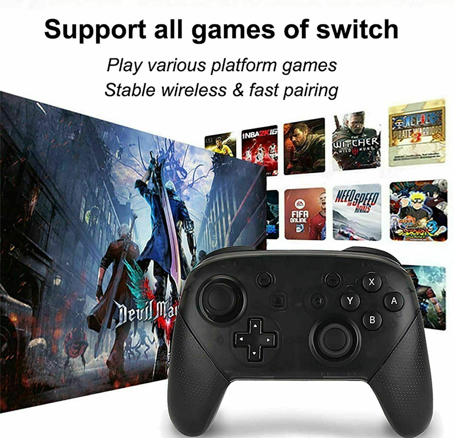 Pro Wireless Game Controller Gamepad Joystick Remote designed for Nintendo Switch and Switch Lite, featuring ergonomic design and customizable buttons.