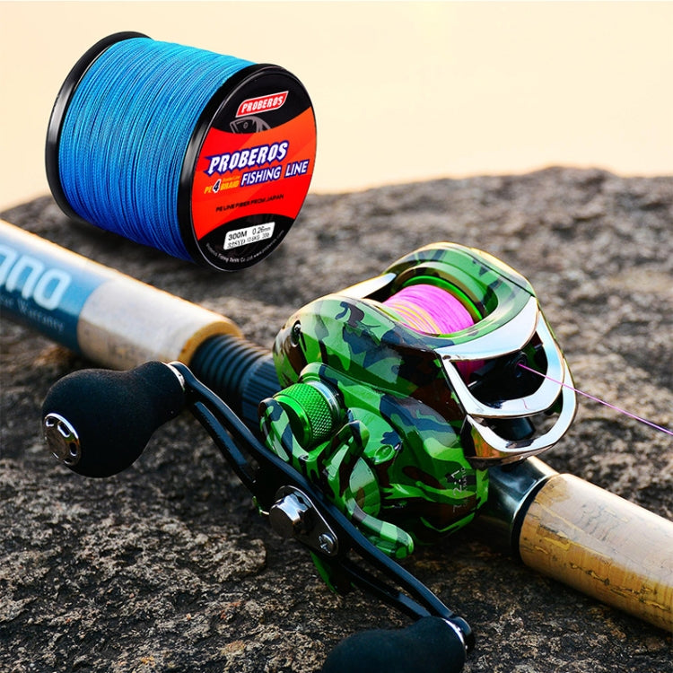 PROBEROS 4 Edited 300M Fish Line in red color, showcasing its smooth texture and uniform diameter, ideal for fishing enthusiasts.
