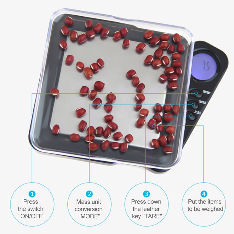 Professional Digital Pocket Scale with LCD display, measuring up to 500g with a sleek design.