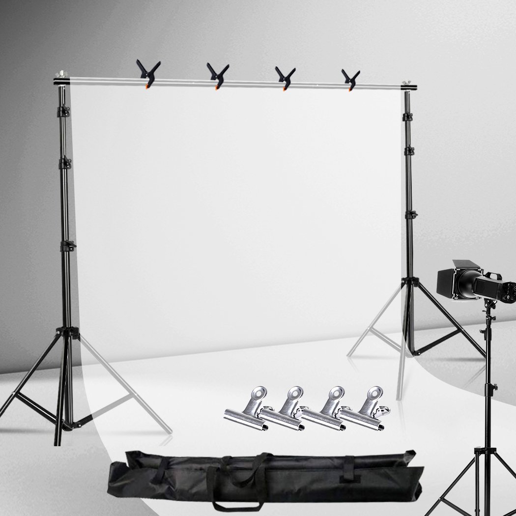 Pro.Studio Backdrop Stand Kit featuring adjustable height, sturdy metal frame, and included accessories for photography backgrounds.