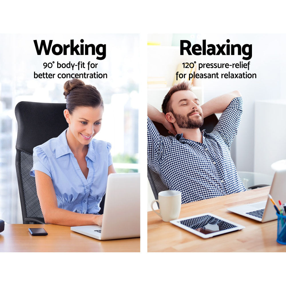 PU Leather Mesh High Back Office Chair in black with chrome base and padded headrest, designed for comfort and style in any office setting.