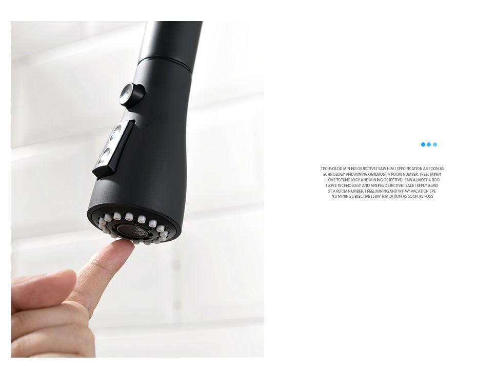 Black kitchen faucet sprayer nozzle.