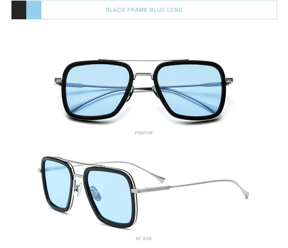 Pure Titanium Acetate Polarized Sunglasses for men, featuring a retro Tony Stark design with a titanium frame and polarized lenses.