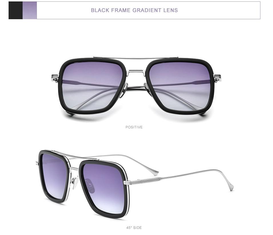 Pure Titanium Acetate Polarized Sunglasses for men, featuring a retro Tony Stark design with a titanium frame and polarized lenses.