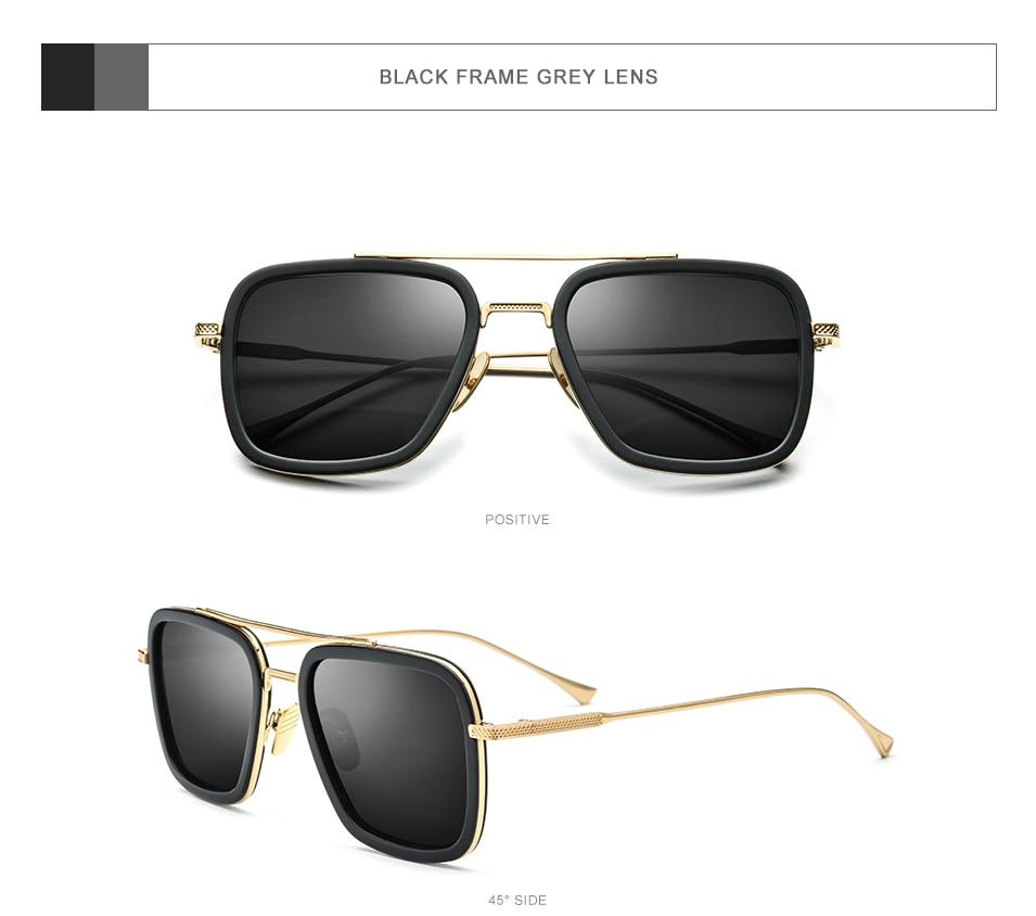 Pure Titanium Acetate Polarized Sunglasses for men, featuring a retro Tony Stark design with a titanium frame and polarized lenses.