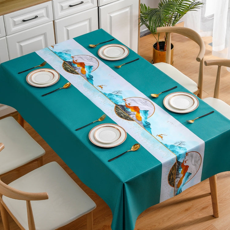 PVC Waterproof Oil-proof Embroidery Yarn Tablecloth showcasing elegant embroidery design, perfect for dining tables.
