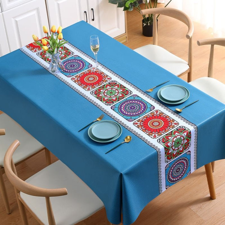 PVC Waterproof Oil-proof Embroidery Yarn Tablecloth showcasing elegant embroidery design, perfect for protecting tables from spills.