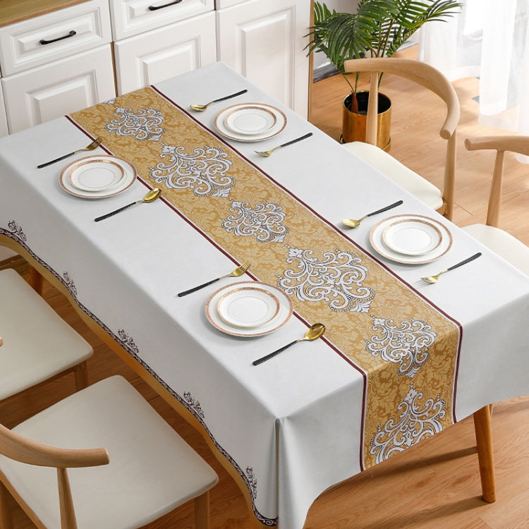 PVC Waterproof Oil-proof Embroidery Yarn Tablecloth showcasing elegant embroidery design, perfect for protecting tables.