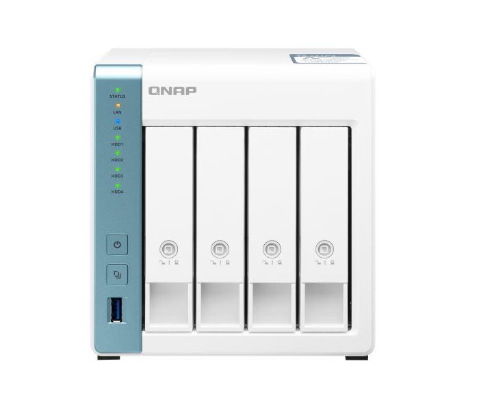 QNAP TS-431P3-4G 4 Bay NAS with 4-core processor and multiple connectivity options.