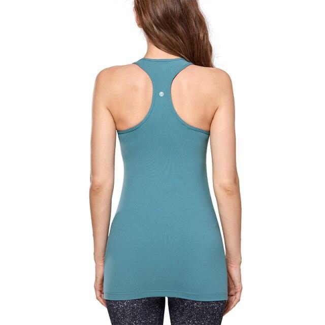 A stylish collection of Racerback Workout Tank Tops for Women in various colors including black, white, pink, and blue violet, showcasing their sleeveless design.