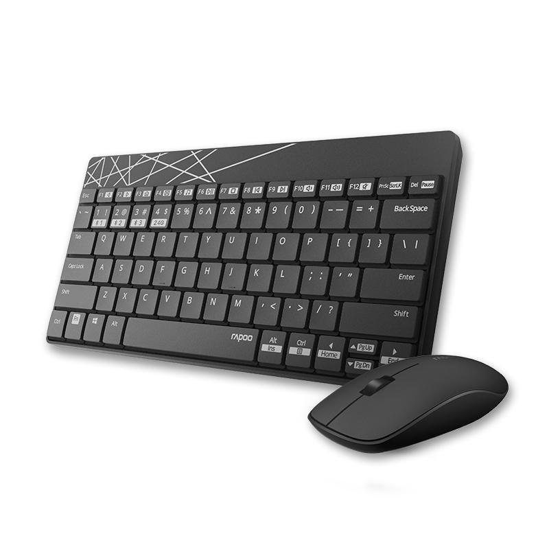 RAPOO 8000M Compact Wireless Multi-mode Bluetooth and 2.4GHz Keyboard and Mouse Combo, showcasing its sleek design and chiclet keys.