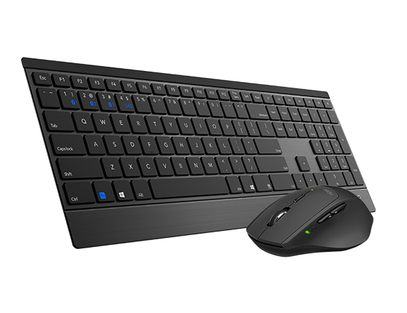 RAPOO 9500M Bluetooth & 2.4G Wireless Multi-mode Keyboard Mouse Combo featuring a sleek black design with brushed stainless steel and aluminum alloy.