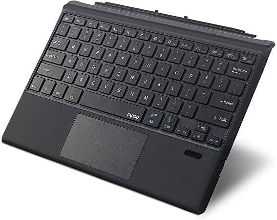RAPOO XK200 Bluetooth Keyboard designed for Surface Pro, featuring a slim profile, touchpad, and multimedia hotkeys.