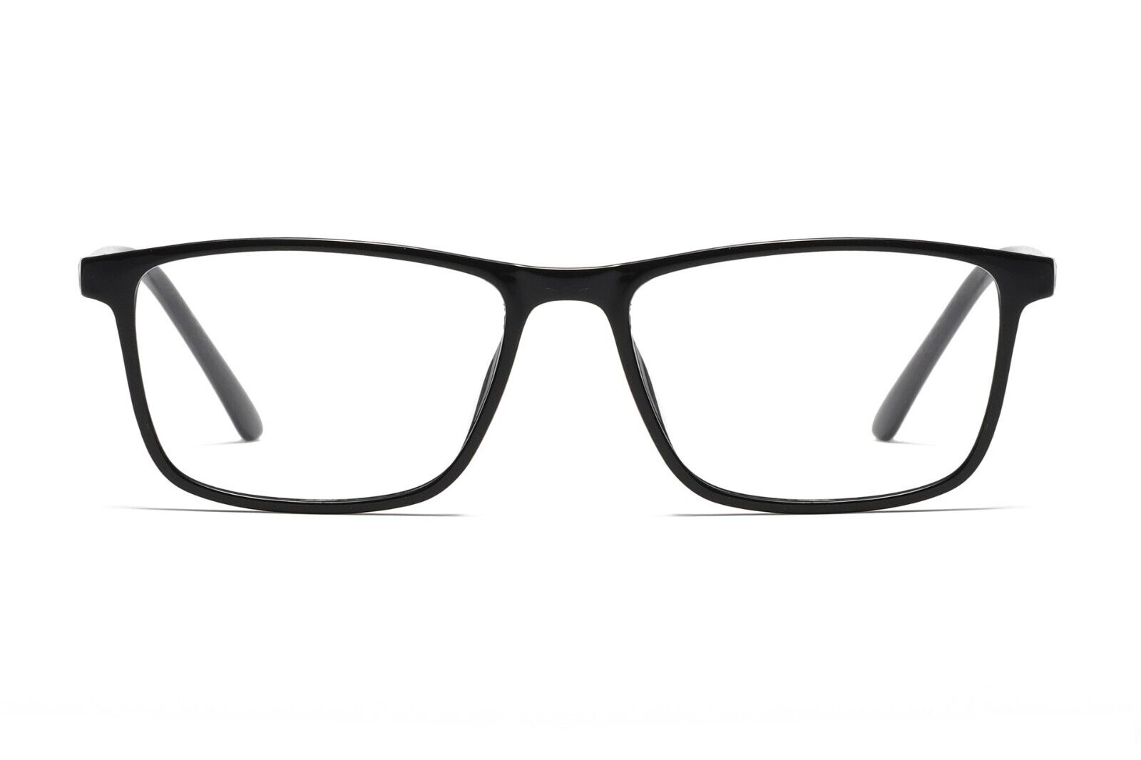 An assortment of eight pairs of unisex reading glasses in various styles, featuring lightweight plastic frames and clear lenses, suitable for men and women.