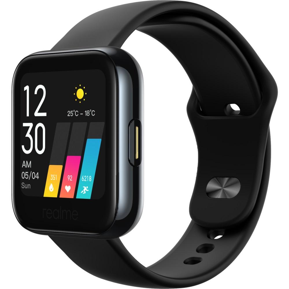 realme Watch Black featuring a 1.4' large colour touchscreen and health monitoring features.