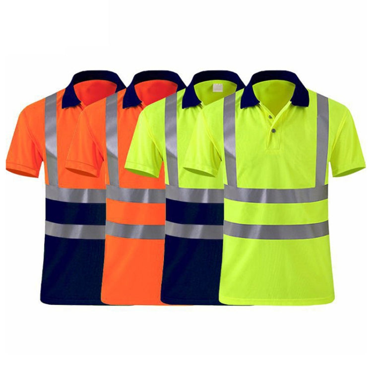 Reflective Quick-drying T-shirt with lapel and short sleeves, designed for safety and comfort in work environments.