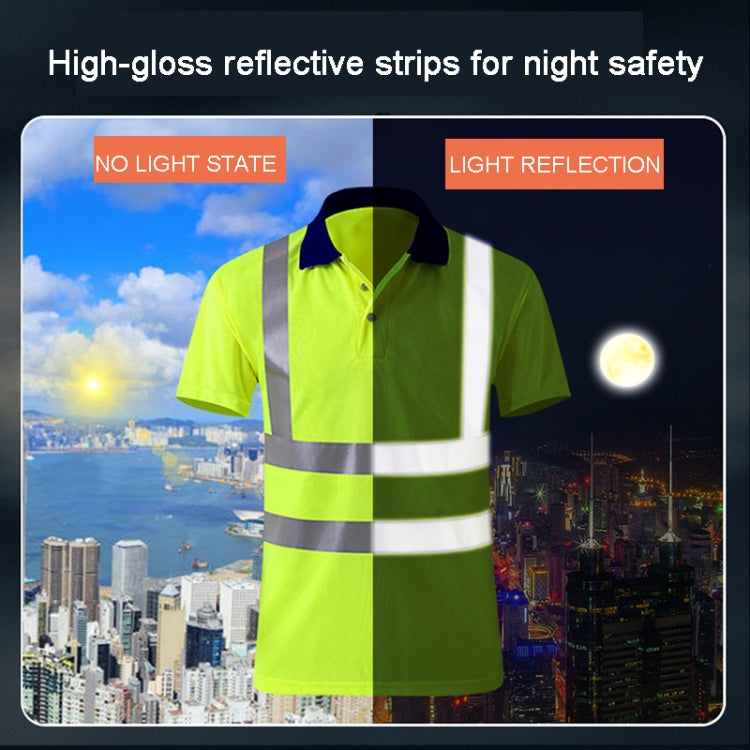 Reflective Quick-drying T-shirt with lapel collar and short sleeves, designed for safety and comfort in work environments.