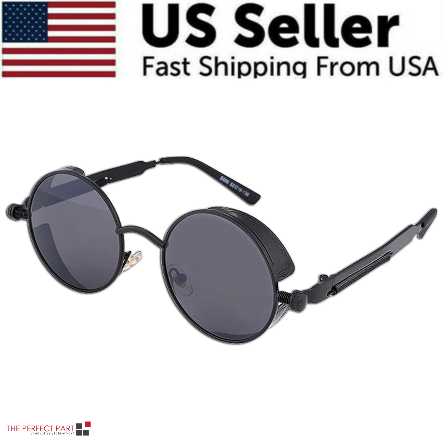 A pair of retro round polarized sunglasses featuring a vintage gothic steampunk design, suitable for both men and women.