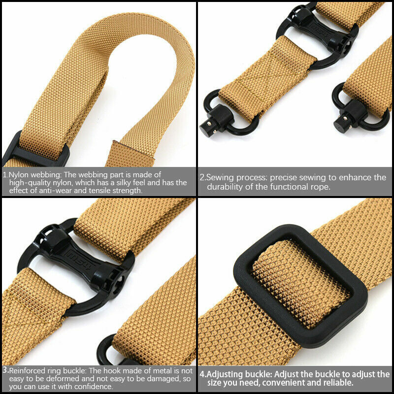 Retro Tactical Adjust Quick Detach QD 1 2 Point Multi Mission 1.2" Rifle Sling in various colors, showcasing its adjustable features and quick-detach design.