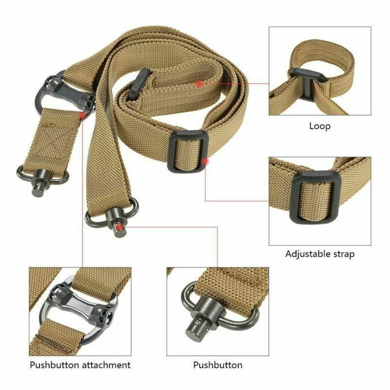 Retro Tactical Adjust Quick Detach QD 1 2 Point Multi Mission 1.2" Rifle Sling in various colors, showcasing its adjustable features and quick-detach design.