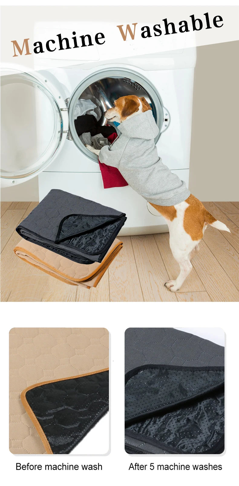 A soft and absorbent reusable pet diaper mat designed for dogs, featuring a non-slip backing and stylish design, perfect for training and comfort.