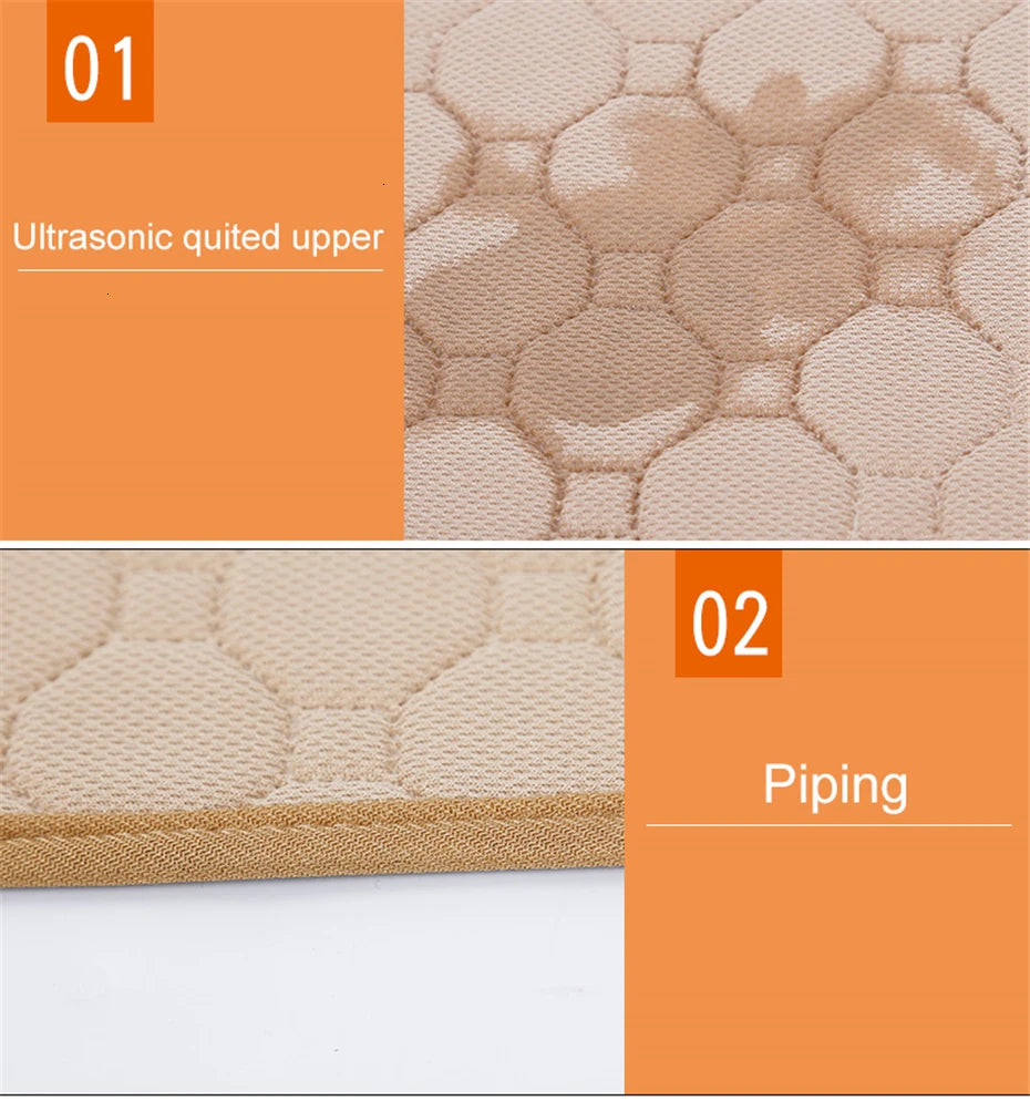 A soft and absorbent reusable pet diaper mat designed for dogs, featuring a non-slip backing and stylish design, perfect for training and comfort.