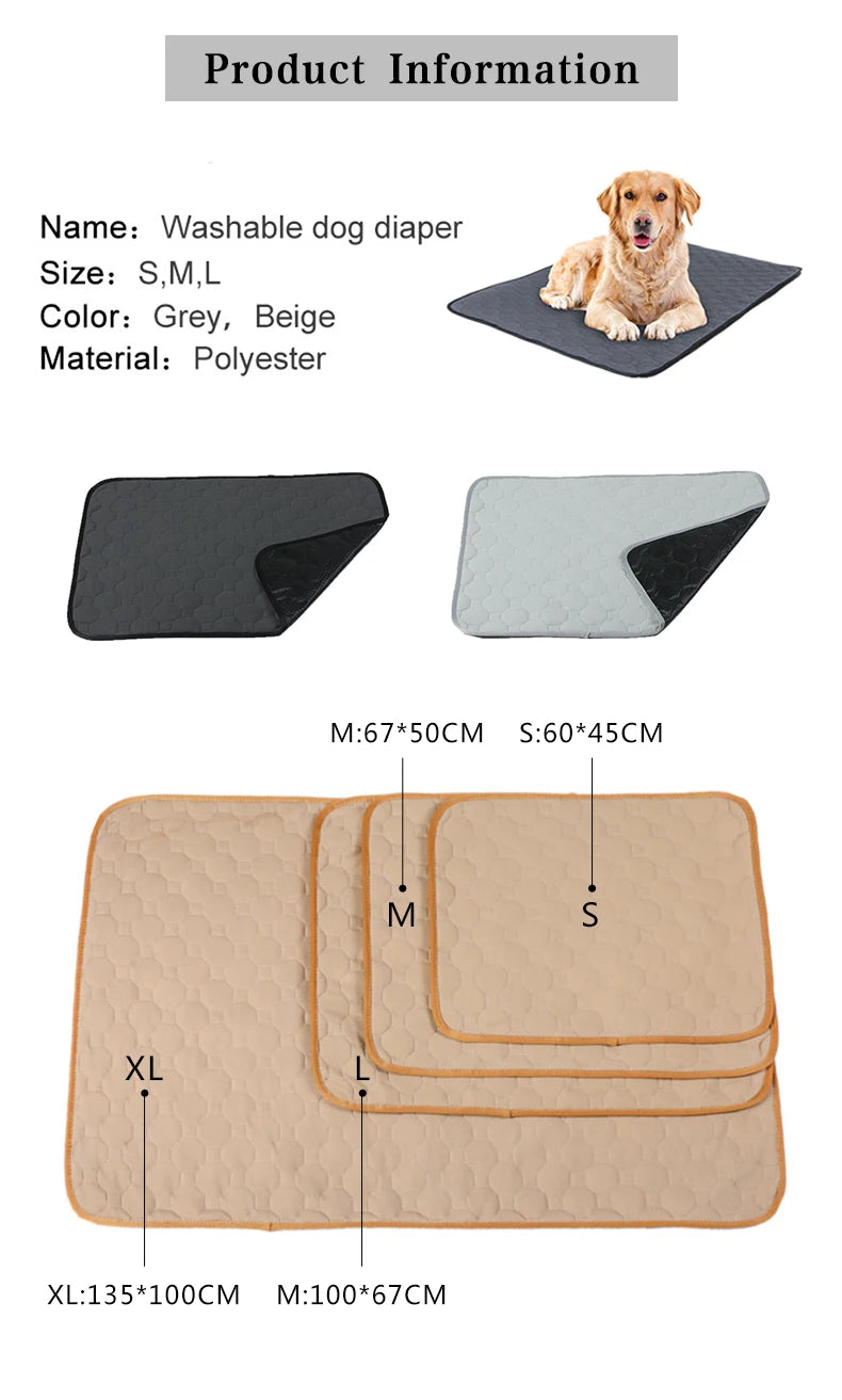 A soft and absorbent reusable pet diaper mat designed for dogs, featuring a non-slip backing and stylish design, perfect for training and comfort.